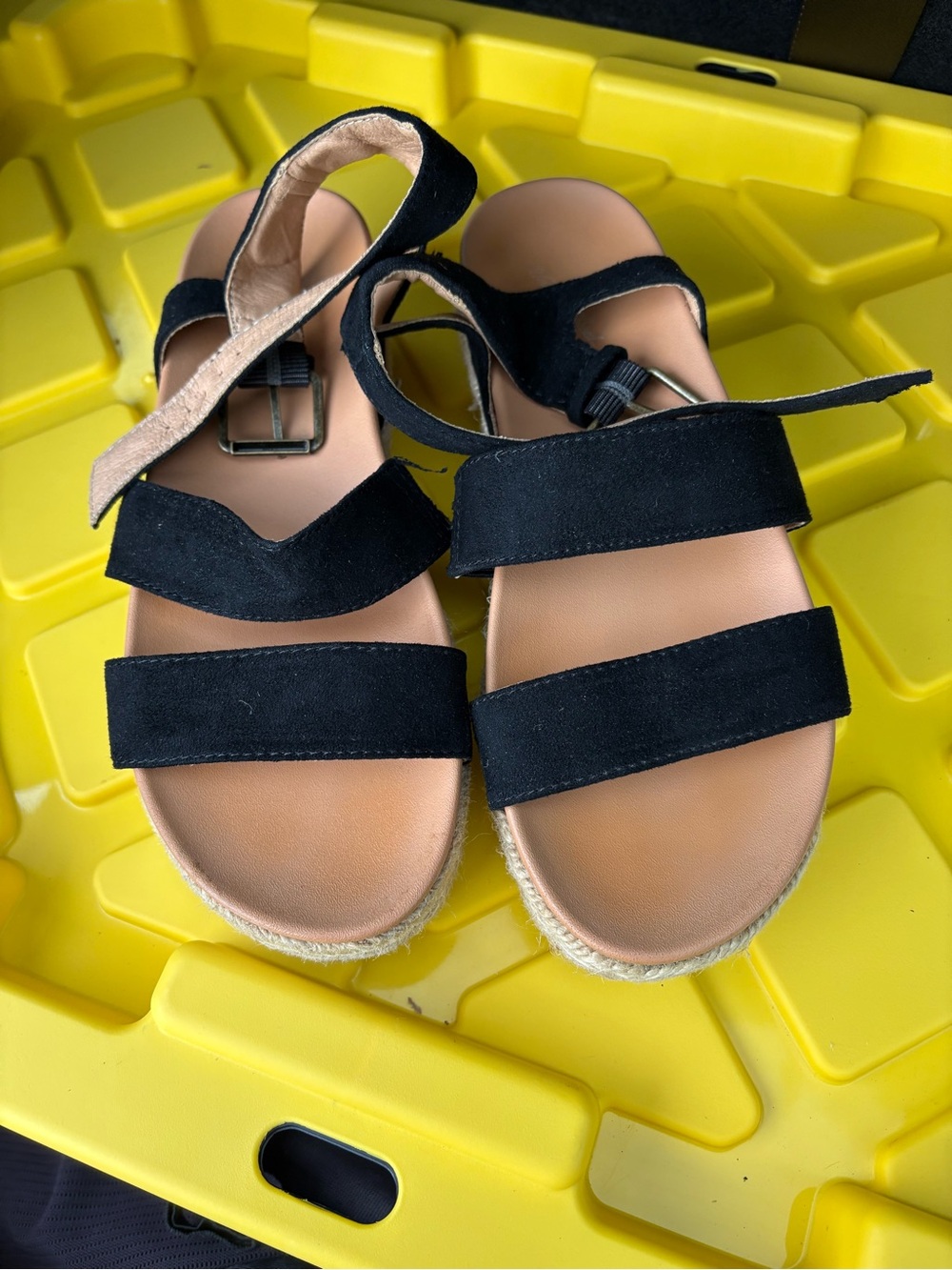 Women's Black Suede Strappy Sandals - Casual Comfort